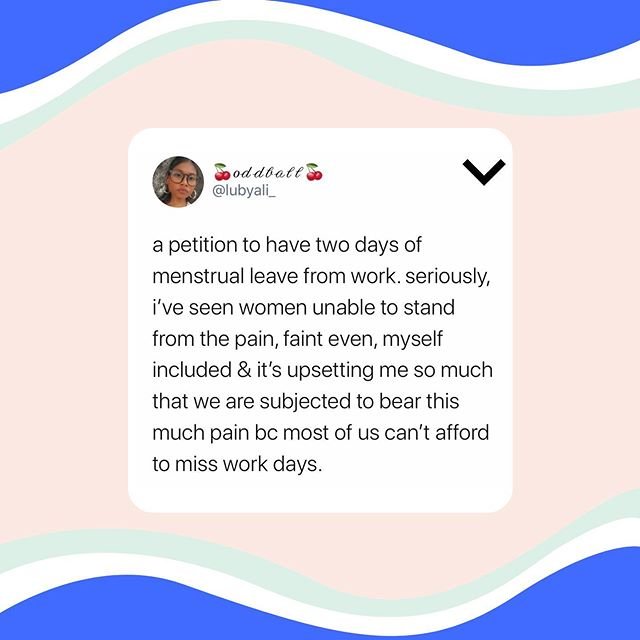 It&rsquo;s great to see more companies and NGOs offer menstrual leave as an option. If you know of any organizations or companies that are currently trying to work on a menstrual leave policy, let us know in the comments!
.
.
.
.
.
#wellness #freepeo